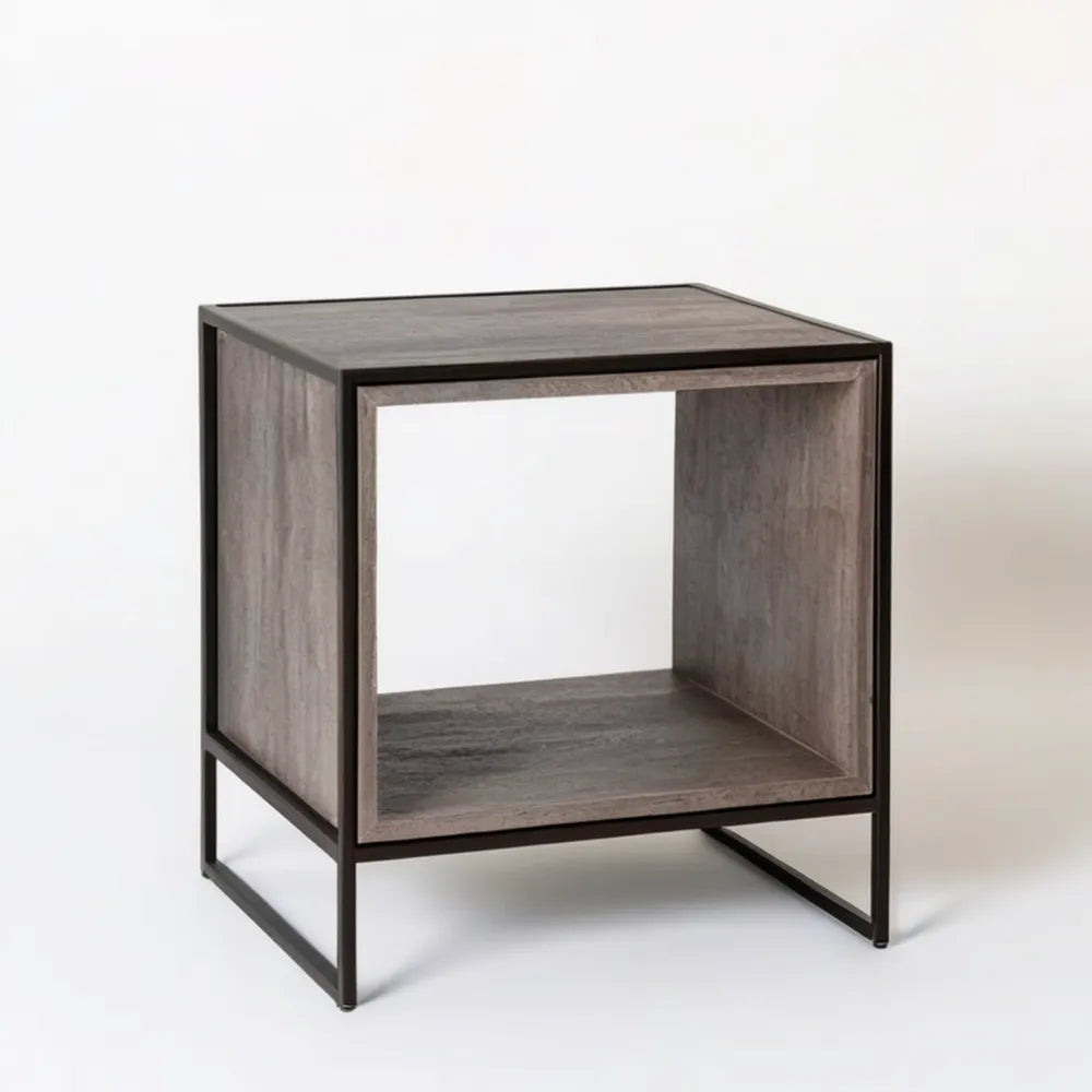 Szafka nocna z otwartą wnęką, szarobrązowa/czarna, 45 x 40 x 50 cm