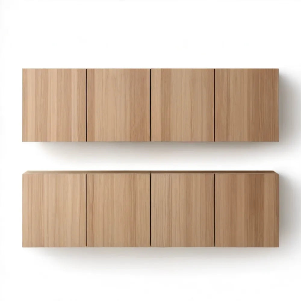 Zestaw 2 wiszących szafek RTV, dąb naturalny, 200 × 35 × 40/60 cm