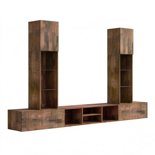 Modułowy komplet z litego drewna odzyskanego, brązowy, 300 x 30 x 180 cm