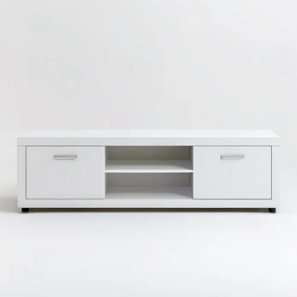 Biała szafka RTV z płyty laminowanej 180 x 40 x 45 cm
