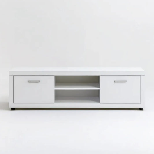 Biała szafka RTV z płyty laminowanej 180 x 40 x 45 cm