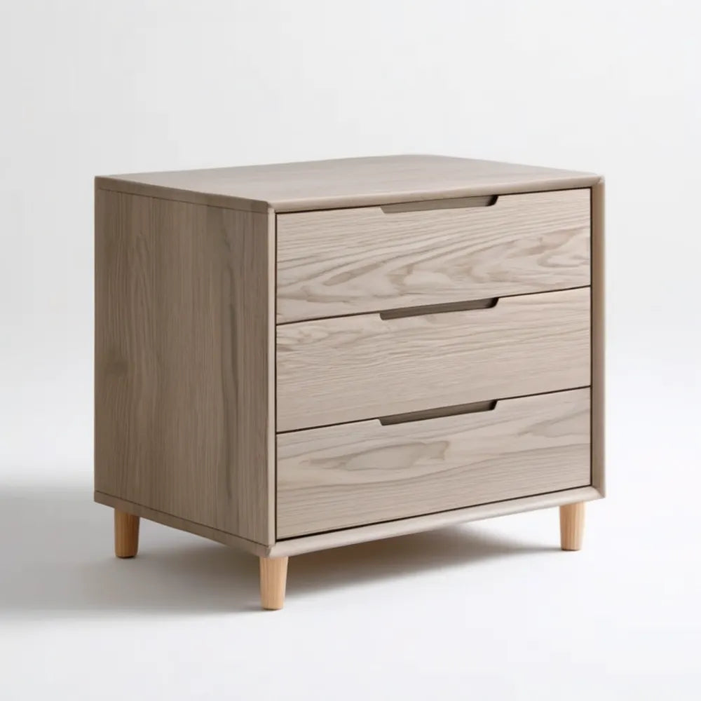 Szafka nocna z 3 szufladami, MDF w dekorze jasnego jesionu, 60 × 40 × 65 cm