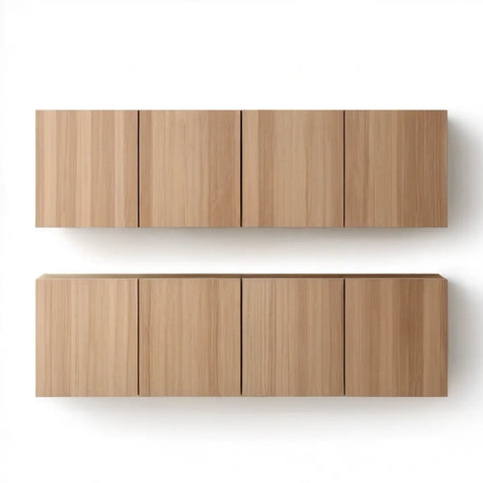 Zestaw 2 wiszących szafek RTV, dąb naturalny, 200 × 35 × 40/60 cm